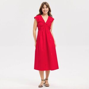 A New Day - Women's Twist-Front Midi Dress - A New Day Red S Red